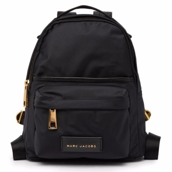 Marc Jacobs Handbags - Marc Jacobs Mini Varsity Nylon Backpack Black Gold